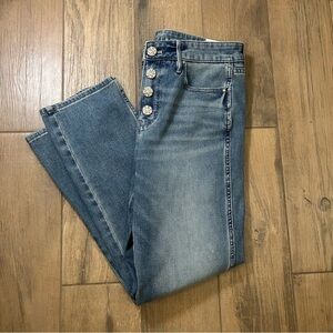 Blue Straight Leg Jeans with Vintage Wash